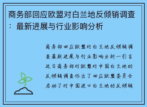 商务部回应欧盟对白兰地反倾销调查：最新进展与行业影响分析